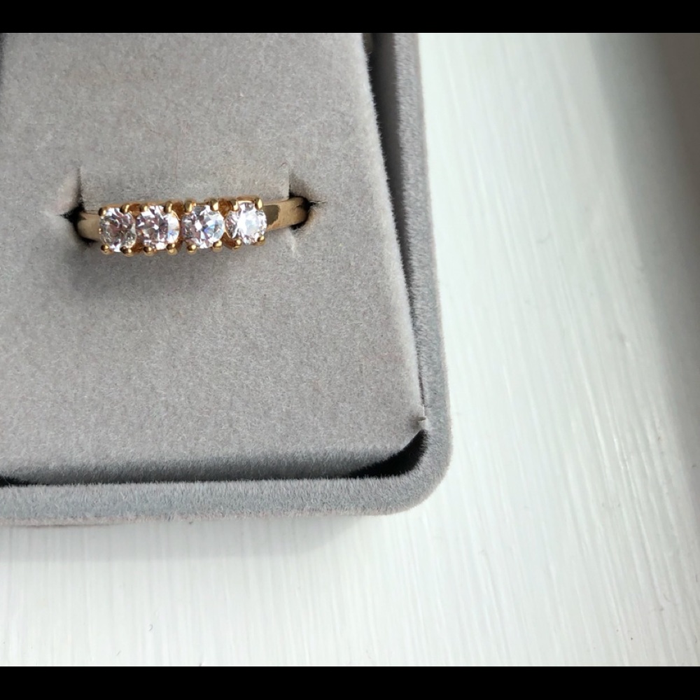 Faux Four Diamond Gold Tone Band